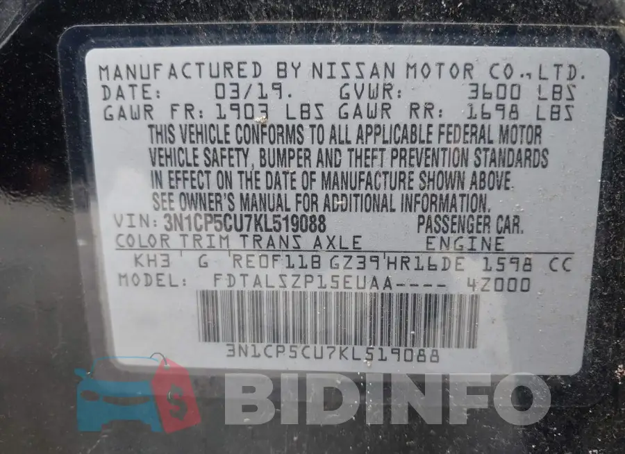 3N1CP5CU7KL519088 Photo# 9