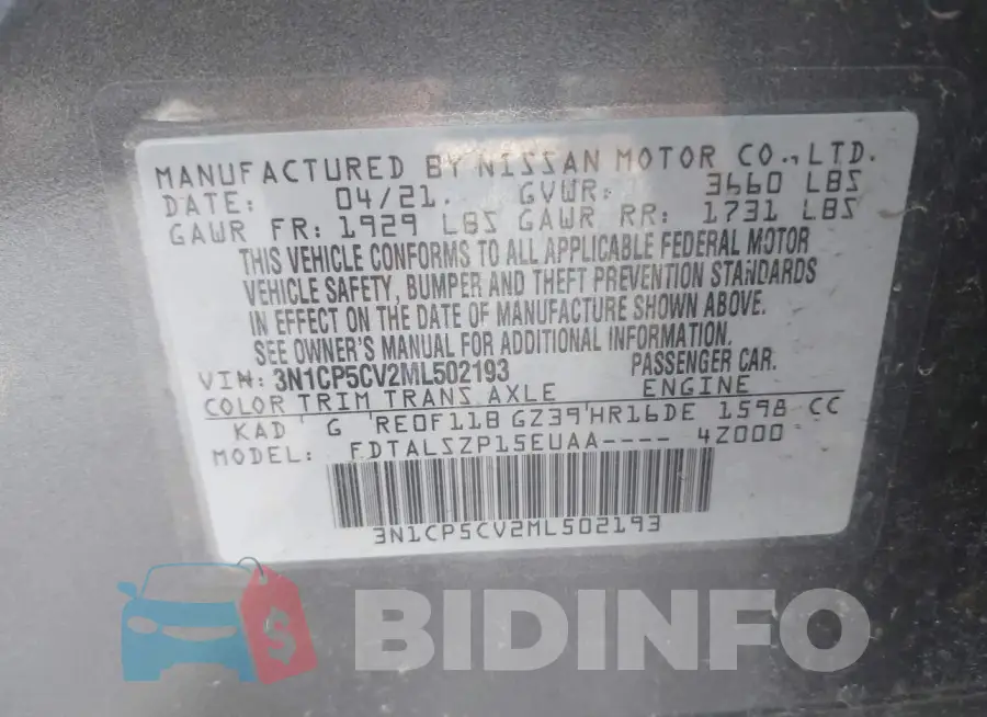3N1CP5CV2ML502193 Photo# 9