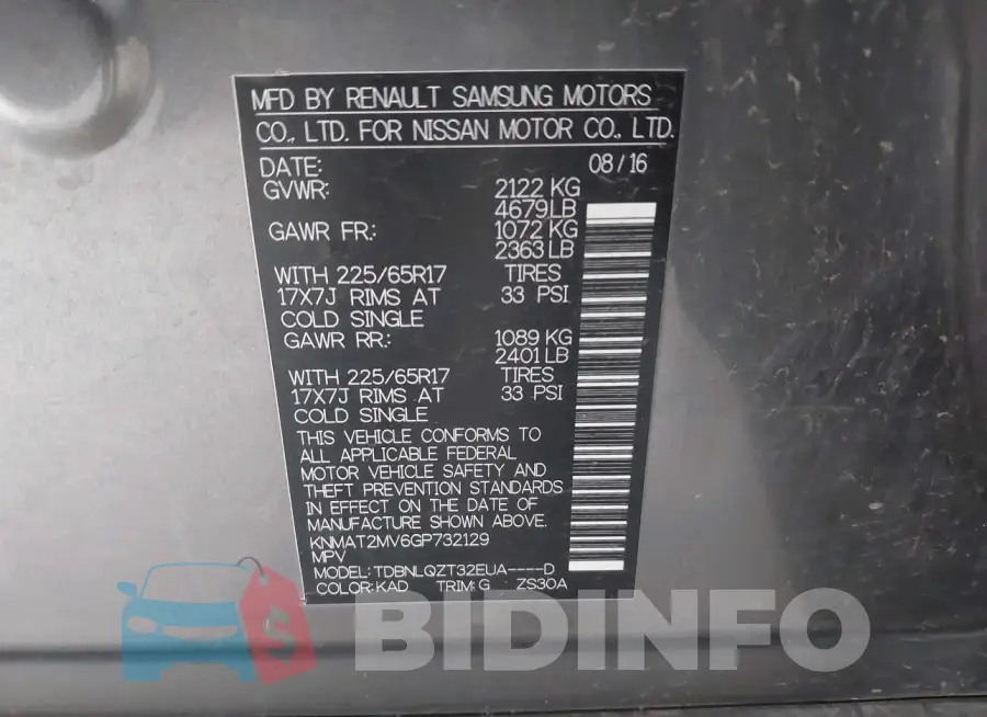 KNMAT2MV6GP732129 Photo# 9