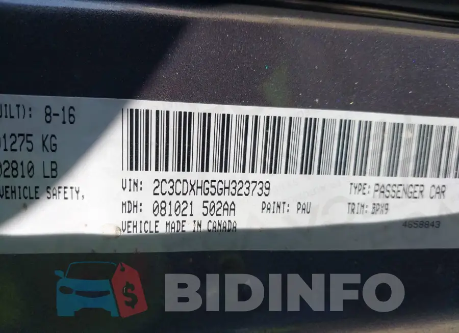 2C3CDXHG5GH323739 Photo# 9