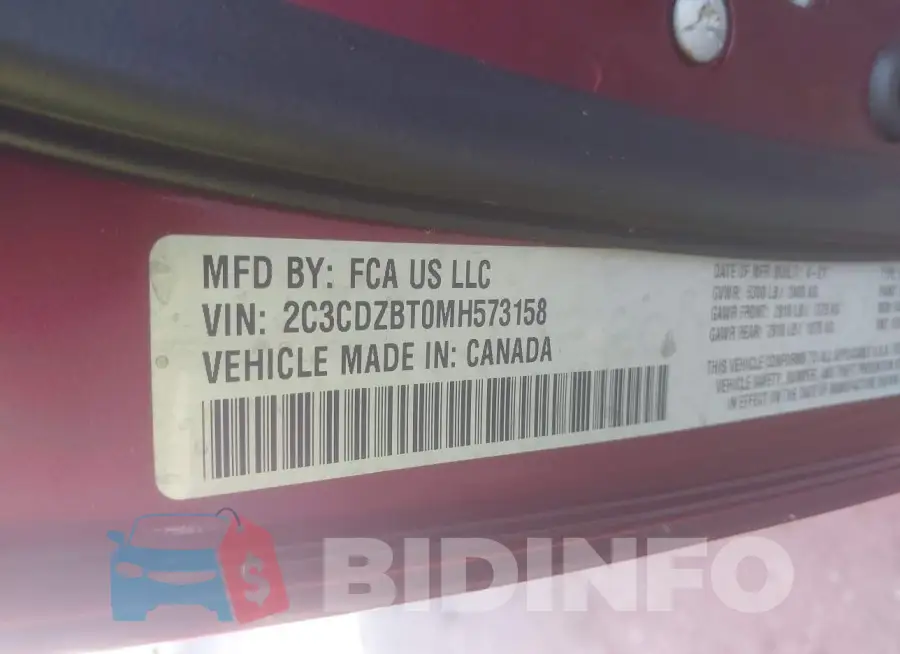 2C3CDZBT0MH573158 Photo# 9