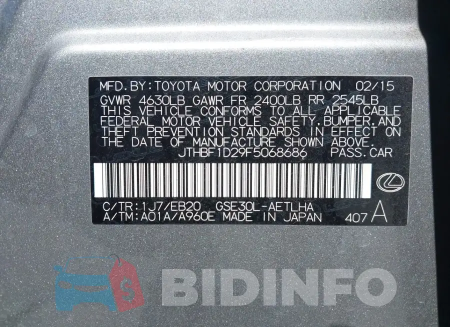 JTHBF1D29F5068686 Photo# 9