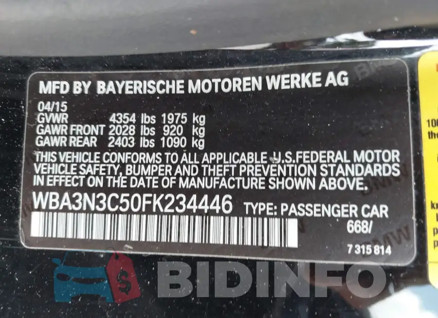 WBA3N3C50FK234446 Photo# 9