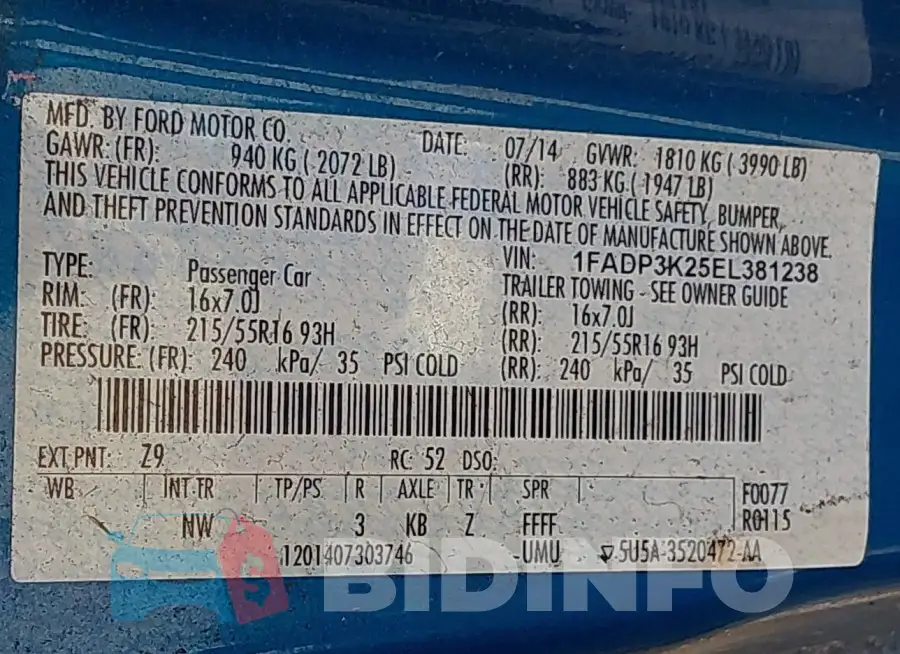 1FADP3K25EL381238 Photo# 9