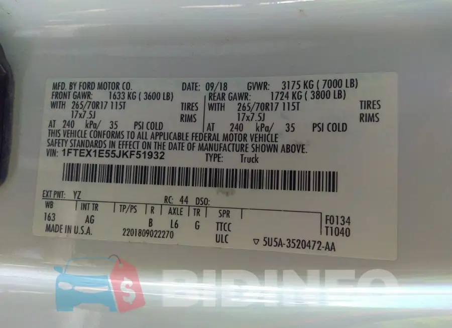 1FTEX1E55JKF51932 Photo# 9