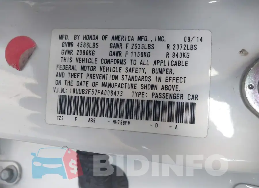 19UUB2F57FA006473 Photo# 9