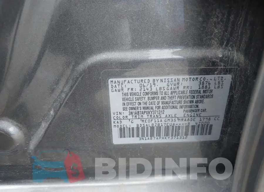 3N1AB7APXKY371312 Photo# 9