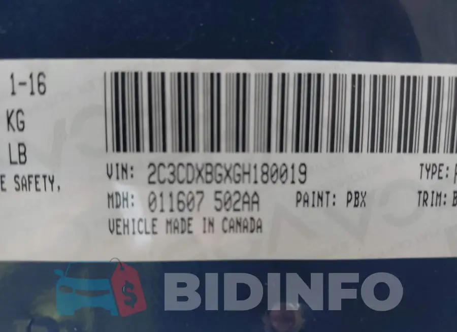 2C3CDXBGXGH180019 Photo# 9