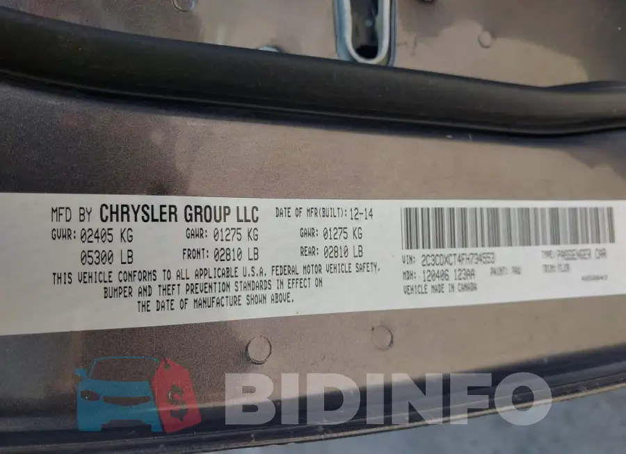 2C3CDXCT4FH734553 Photo# 9