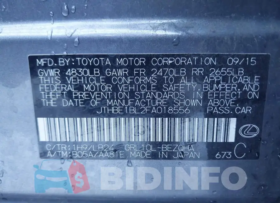 JTHBE1BL2FA018556 Photo# 9