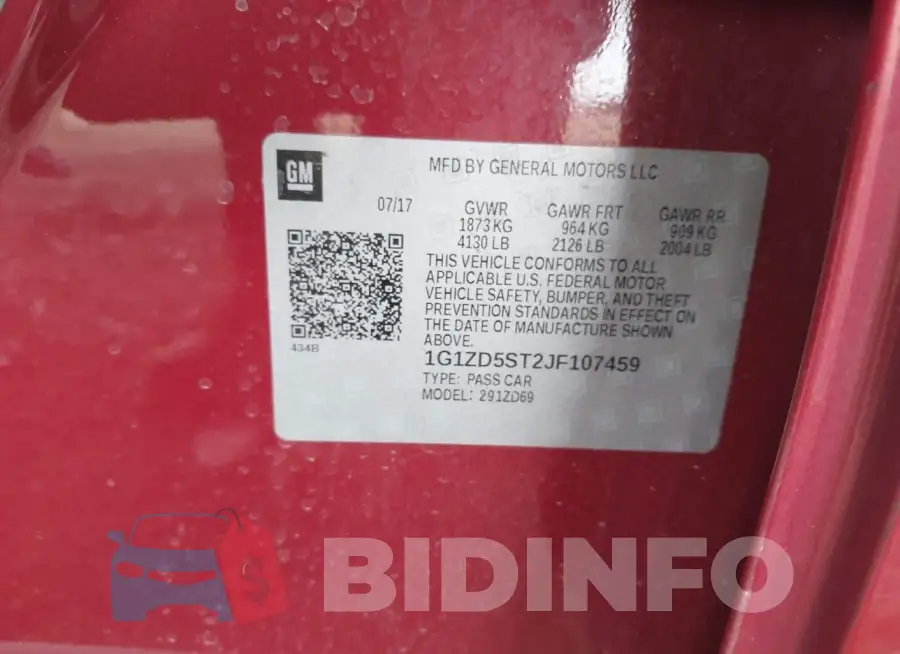 1G1ZD5ST2JF107459 Photo# 9