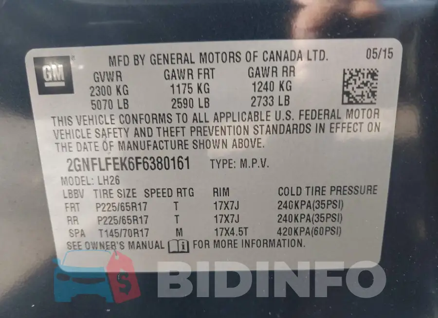 2GNFLFEK6F6380161 Photo# 9