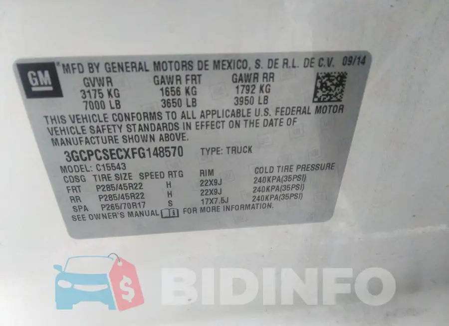 3GCPCSECXFG148570 Photo# 9