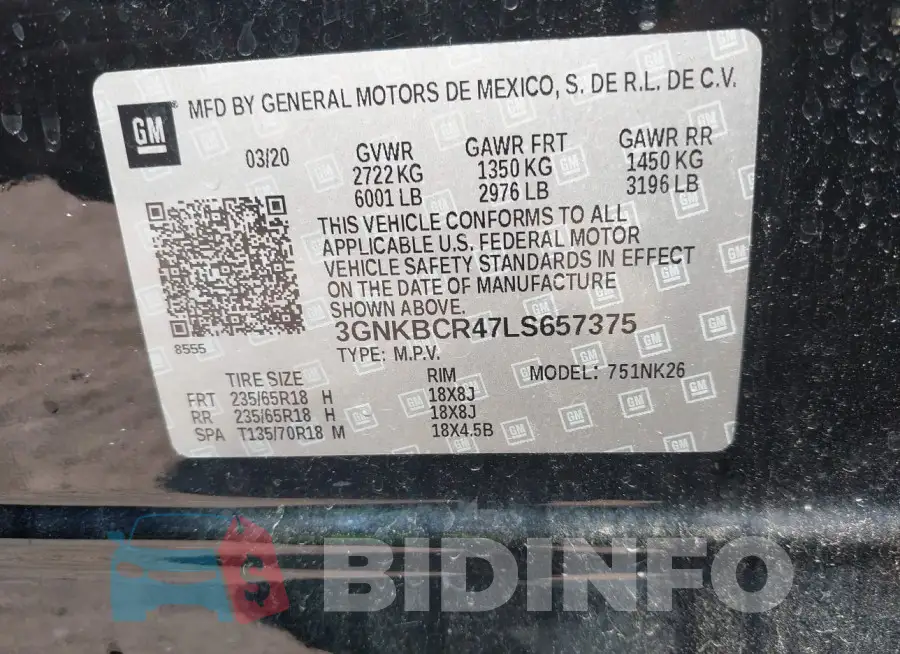 3GNKBCR47LS657375 Photo# 9