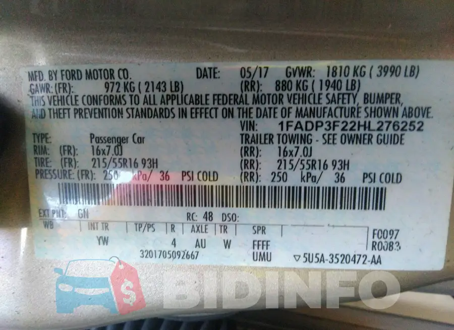 1FADP3F22HL276252 Photo# 9