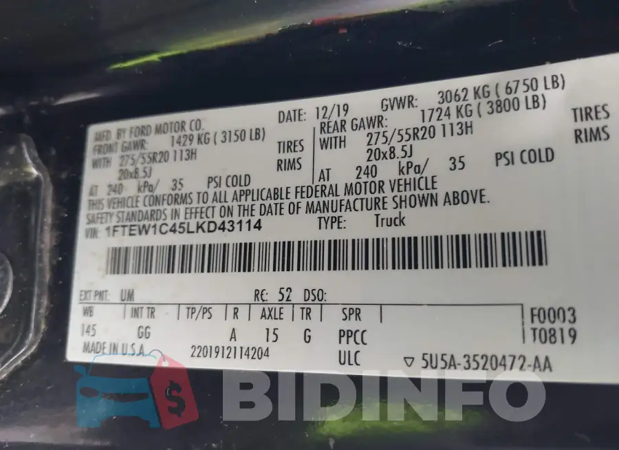 1FTEW1C45LKD43114 Photo# 9