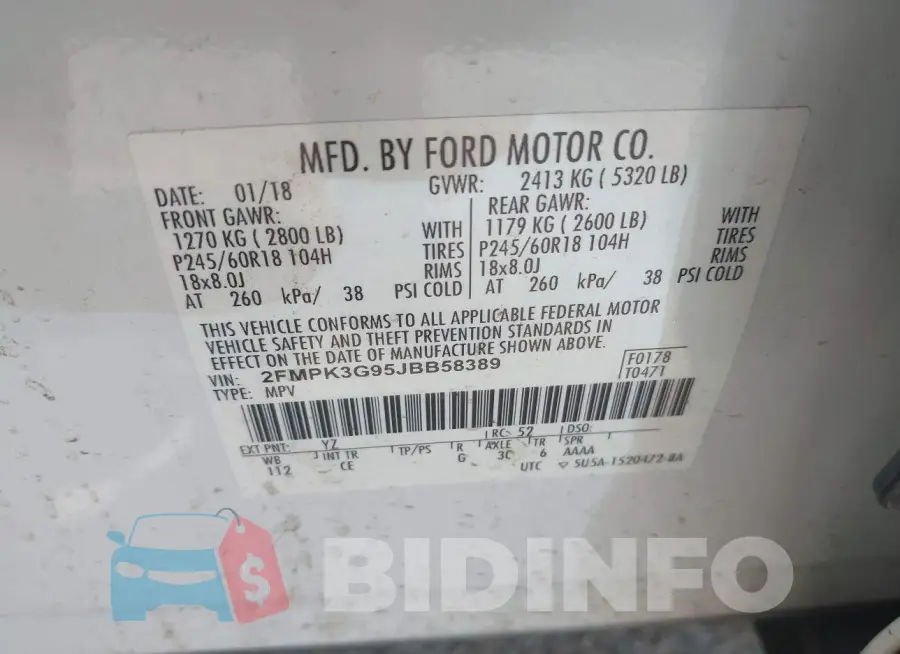 2FMPK3G95JBB58389 Photo# 9