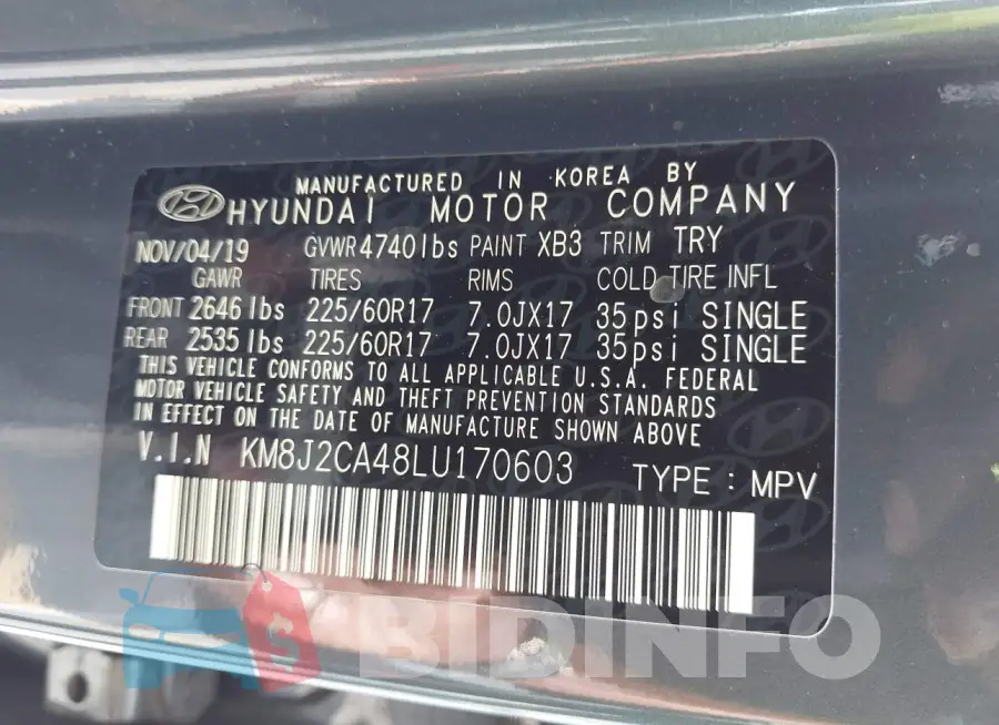 KM8J2CA48LU170603 Photo# 9