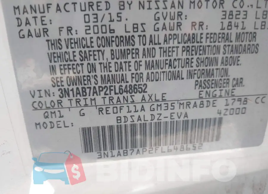 3N1AB7AP2FL648652 Photo# 9