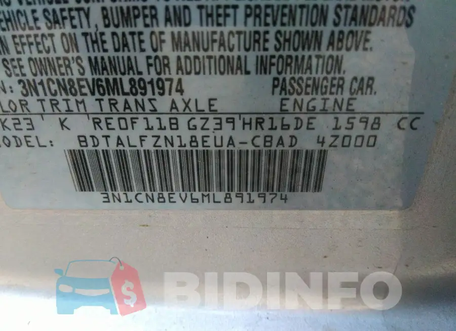 3N1CN8EV6ML891974 Photo# 9