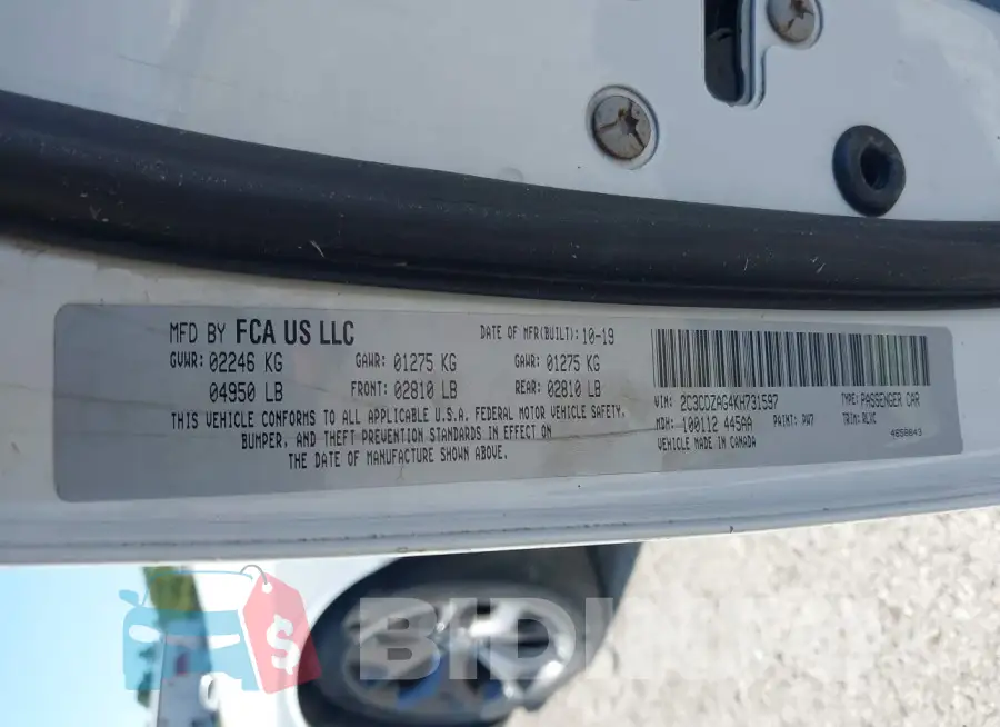 2C3CDZAG4KH731597 Photo# 9