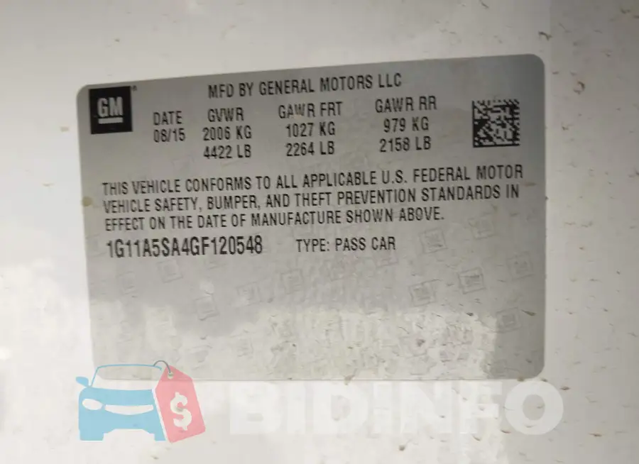 1G11A5SA4GF120548 Photo# 9