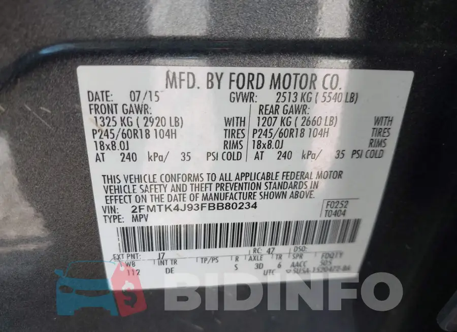 2FMTK4J93FBB80234 Photo# 9