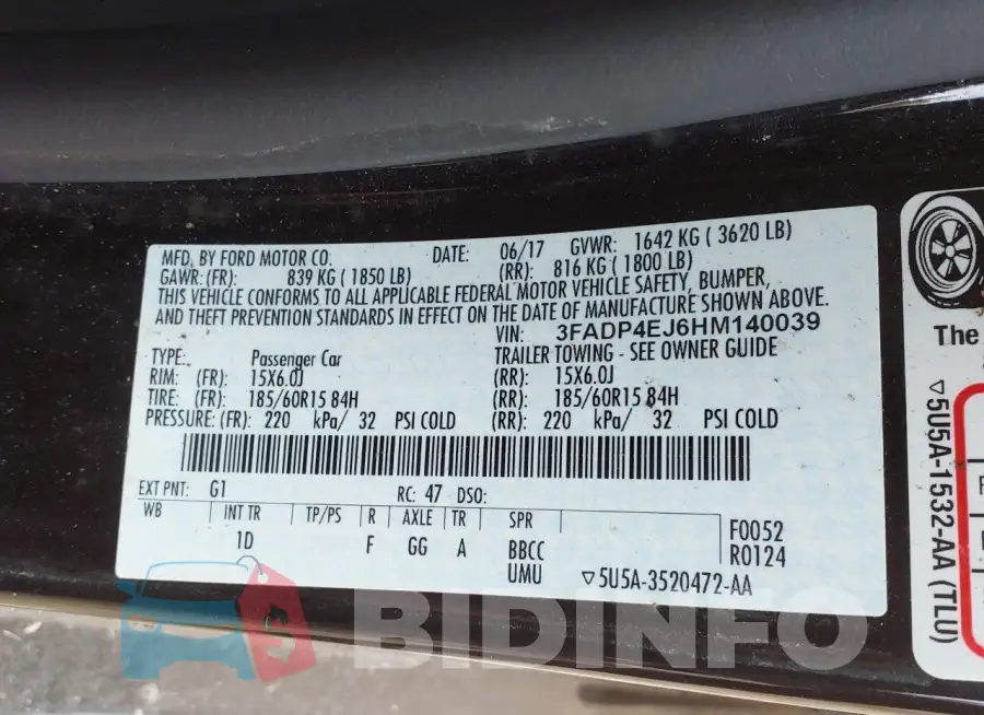 3FADP4EJ6HM140039 Photo# 9