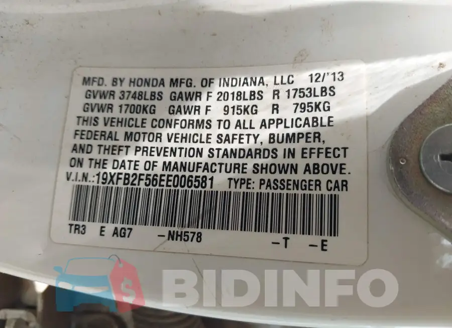 19XFB2F56EE006581 Photo# 9