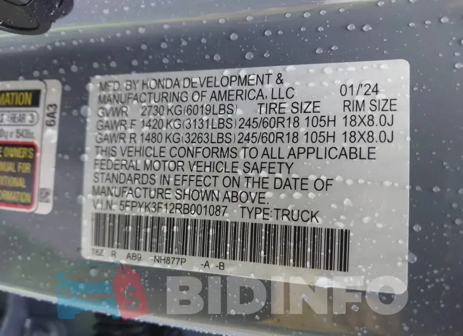 5FPYK3F12RB001087 Photo# 9