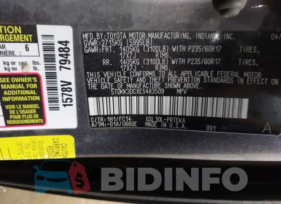 5TDKK3DCXES483509 Photo# 9 5TDKK3DCXES483509 Photo# 9