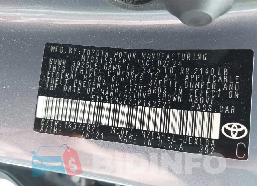 5YFB4MDE7RP143721 Photo# 9