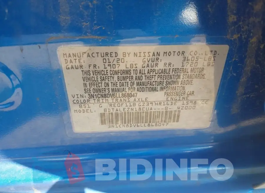 3N1CN8DV6LL868047 Photo# 8