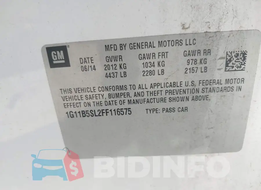 1G11B5SL2FF116575 Photo# 9