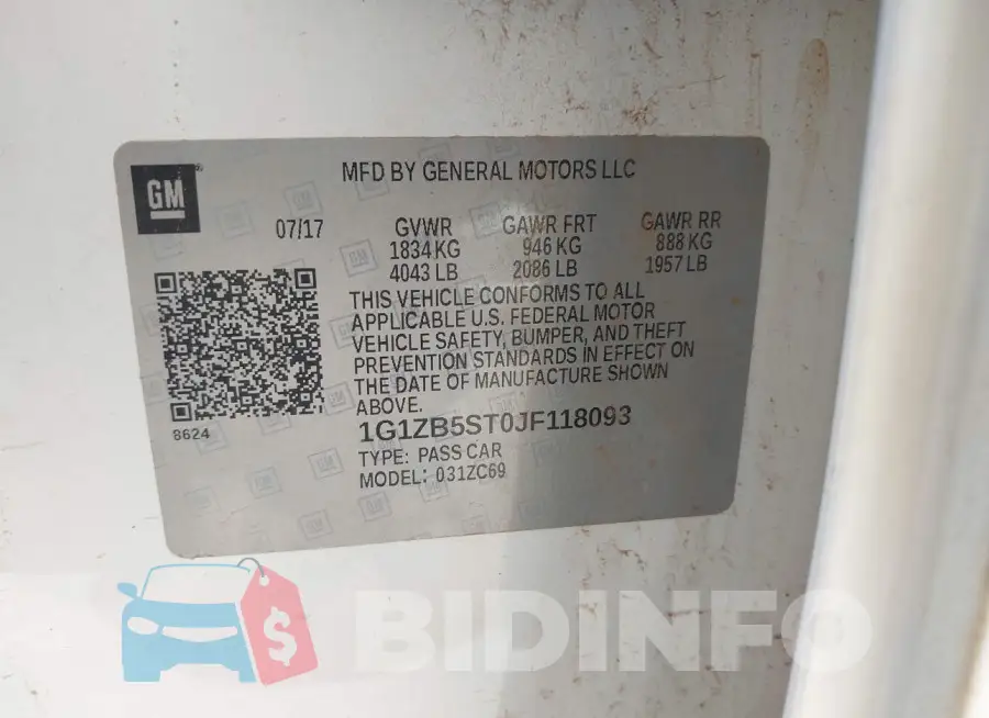 1G1ZB5ST0JF118093 Photo# 9