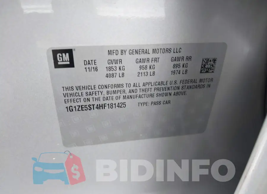 1G1ZE5ST4HF181425 Photo# 9