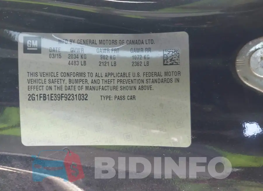 2G1FB1E39F9231032 Photo# 9