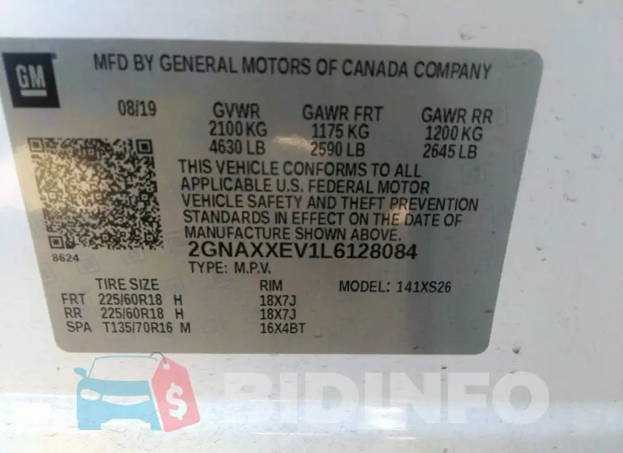 2GNAXXEV1L6128084 Photo# 9