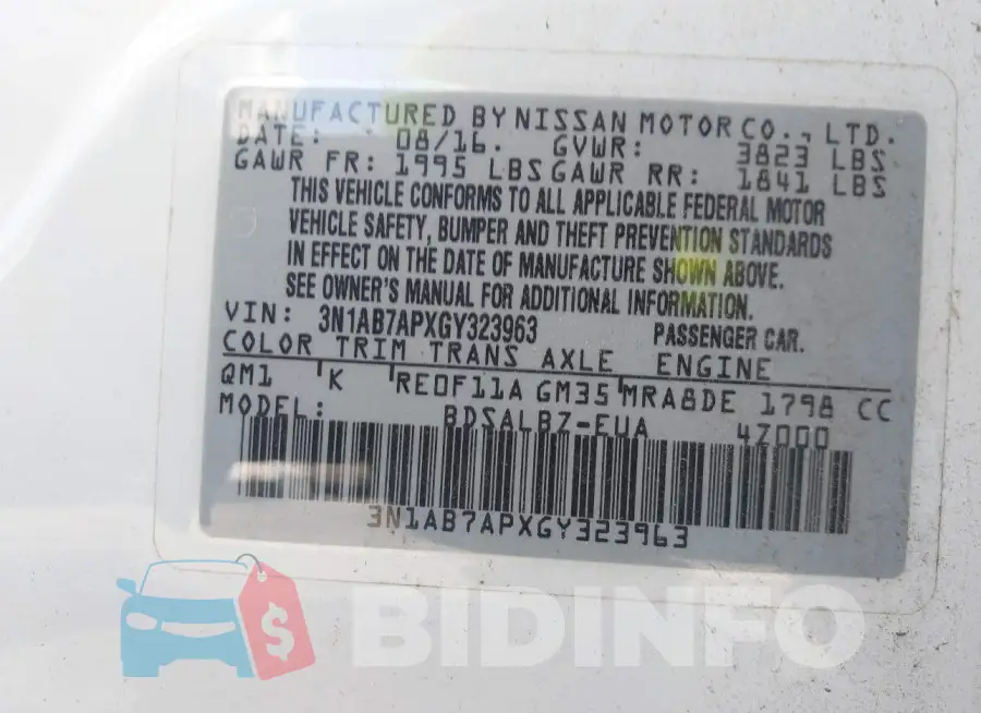 3N1AB7APXGY323963 Photo# 9