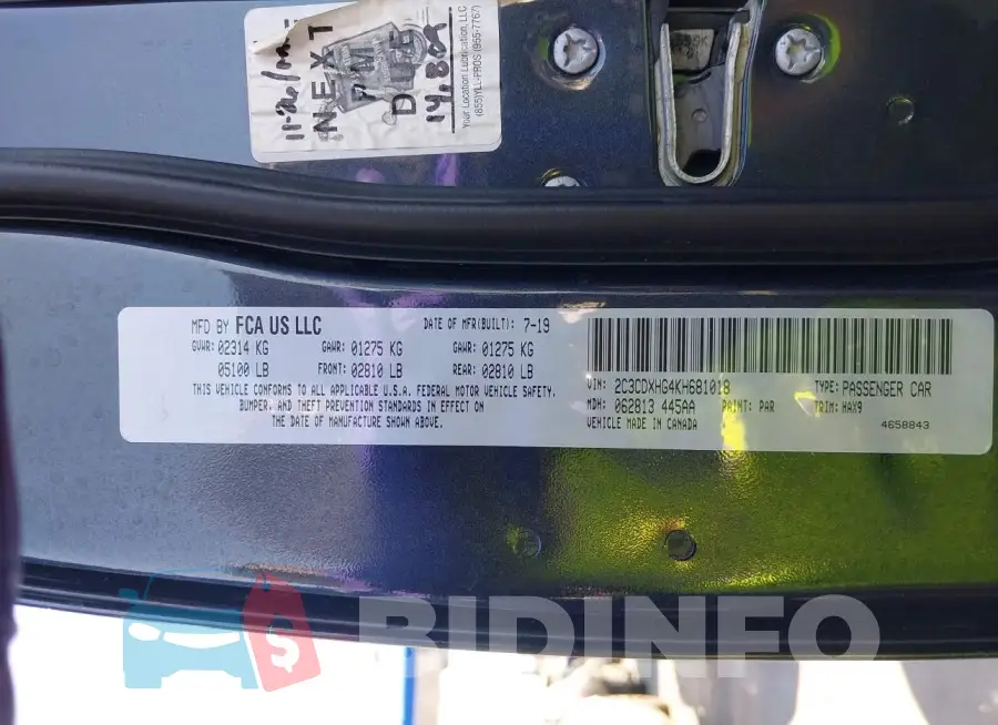 2C3CDXHG4KH681018 Photo# 9