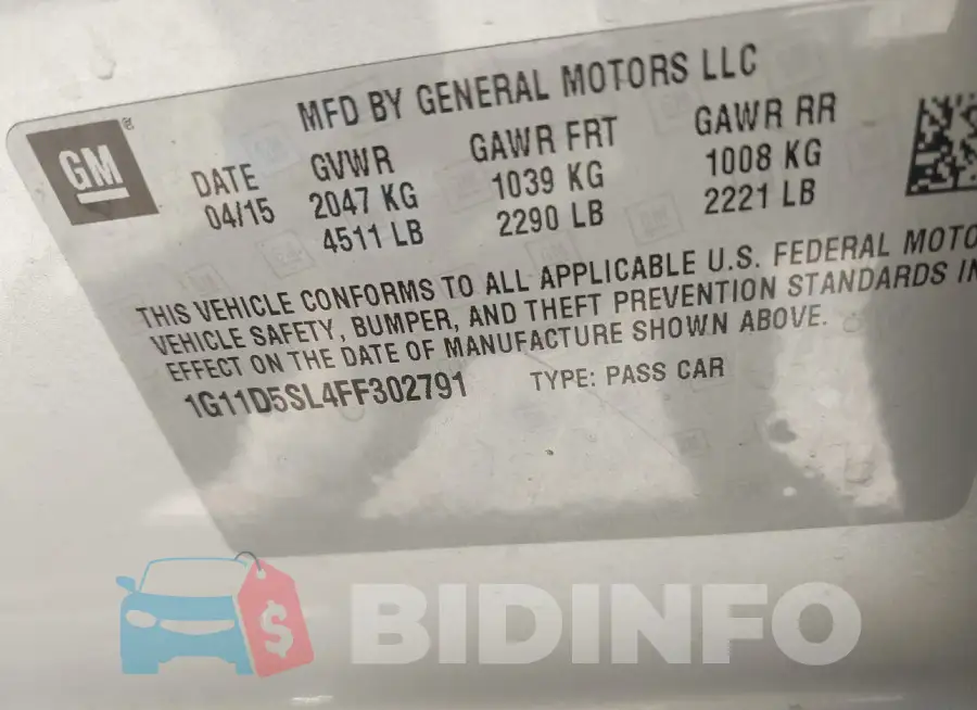 1G11D5SL4FF302791 Photo# 9