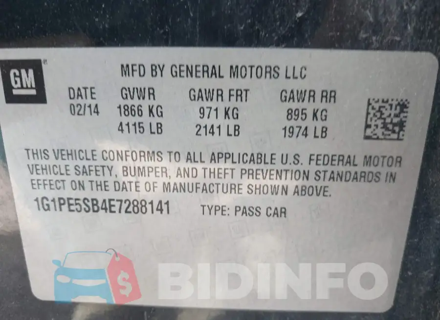 1G1PE5SB4E7288141 Photo# 9