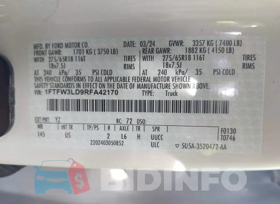 1FTFW3LD9RFA42170 Photo# 9