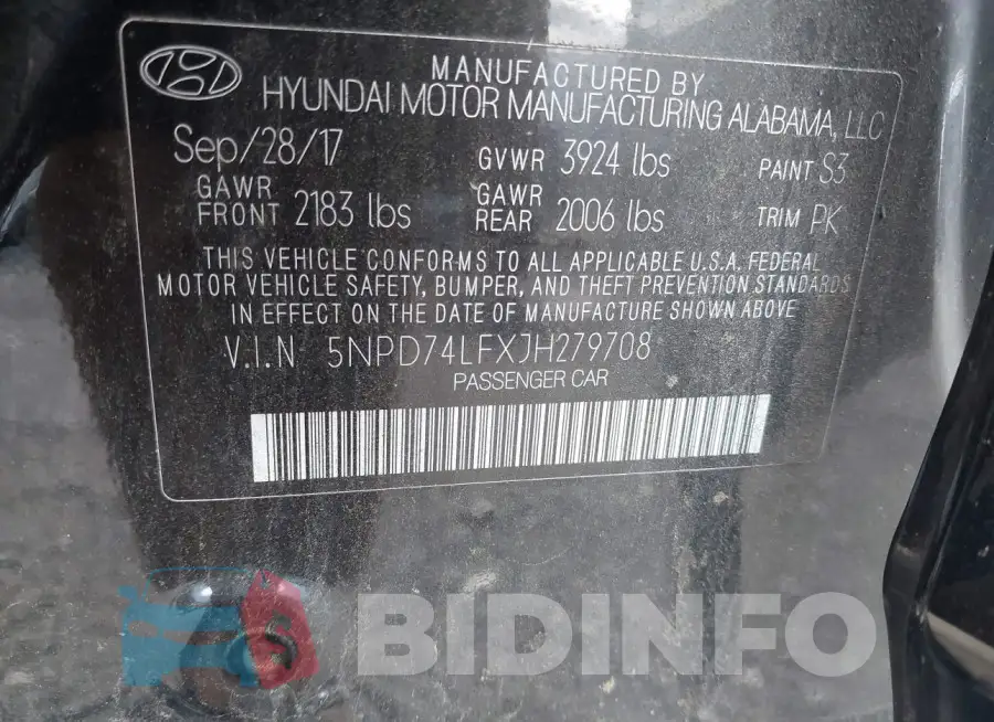 5NPD74LFXJH279708 Photo# 9