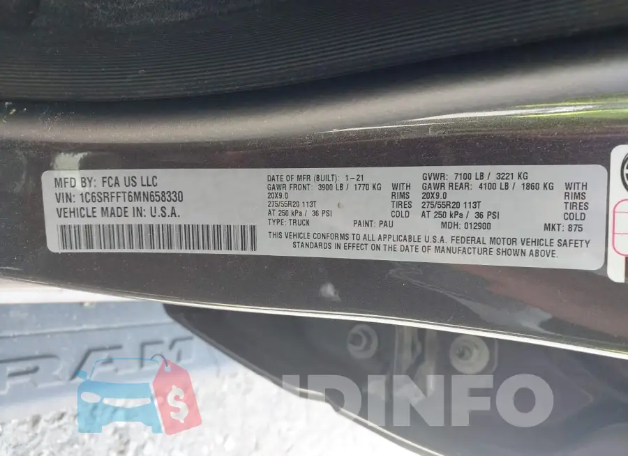 1C6SRFFT6MN658330 Photo# 9