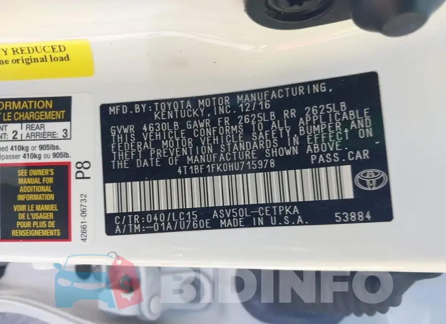 4T1BF1FK0HU715978 Photo# 9