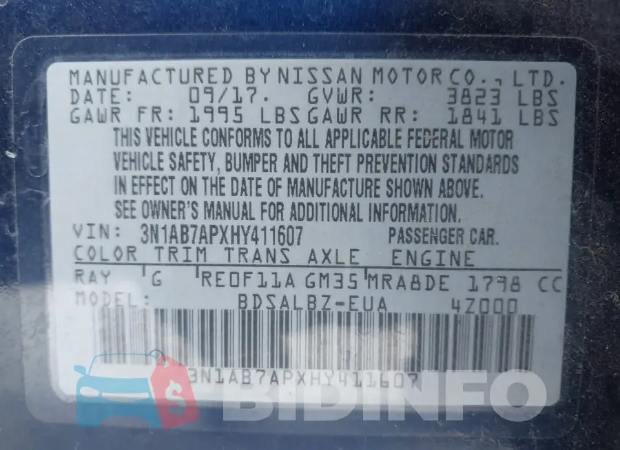 3N1AB7APXHY411607 Photo# 9