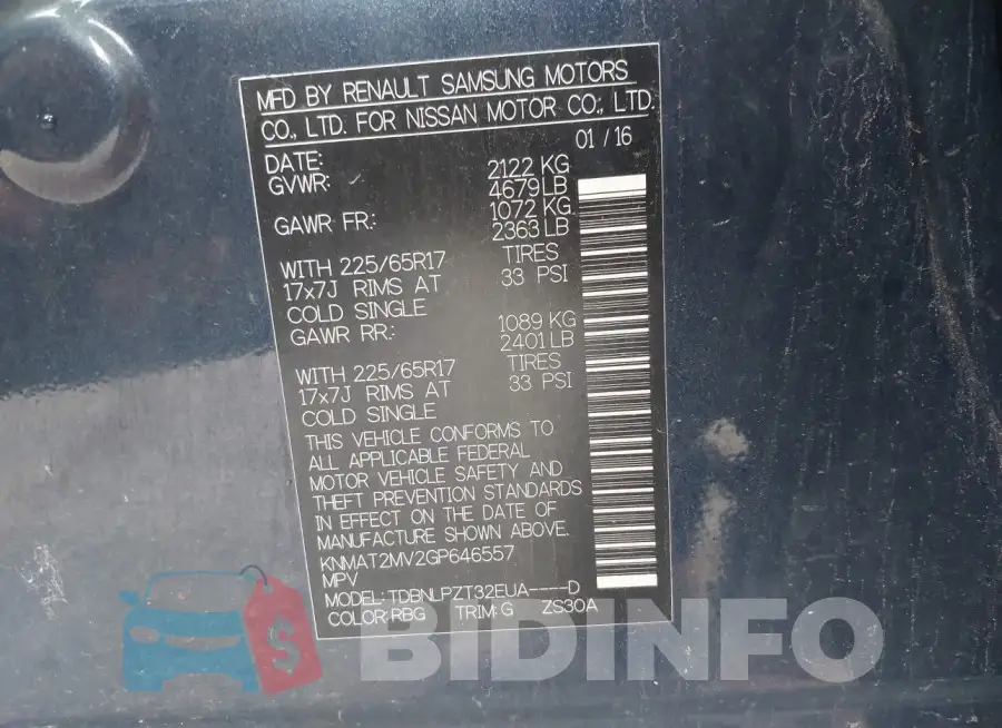 KNMAT2MV2GP646557 Photo# 9