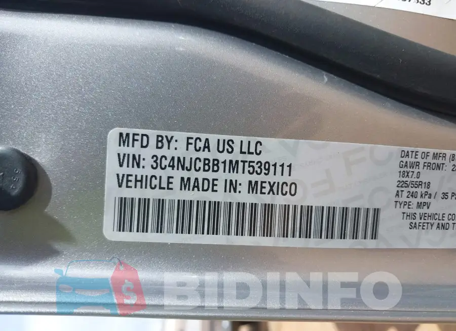 3C4NJCBB1MT539111 Photo# 9