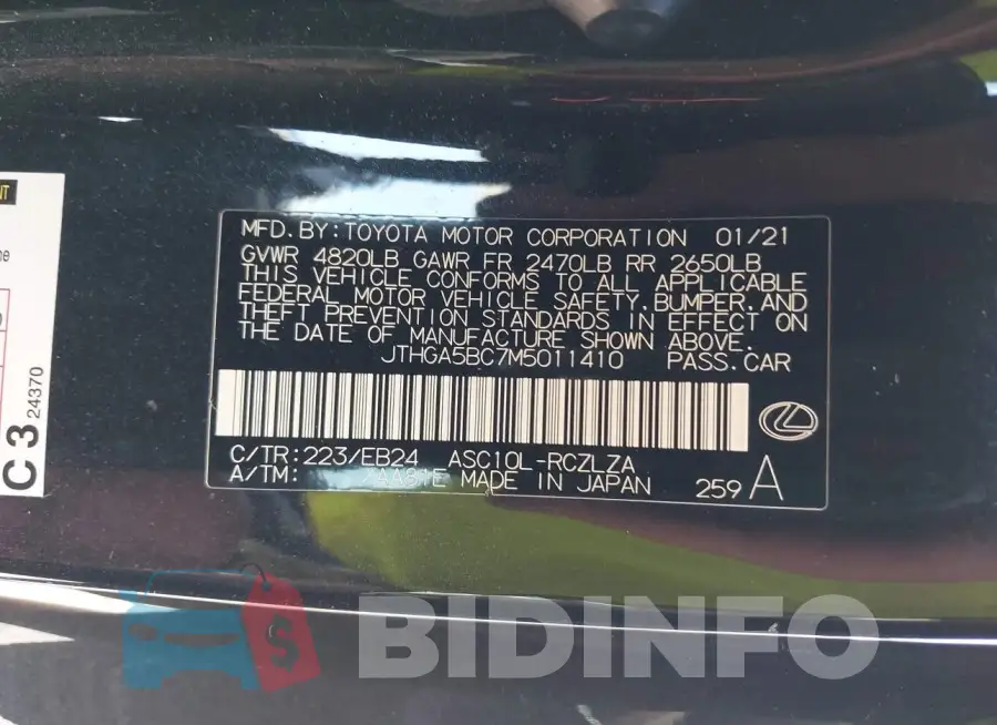 JTHGA5BC7M5011410 Photo# 9